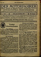Titelblatt der Nummer 8 von Der Motorfahrer 1922