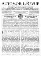 Titelblatt der Nummer 39 von Automobil-Revue Zeitungen 1910