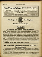 Titelblatt der Nummer 36 von Der Motorfahrer 1914