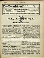 Titelblatt der Nummer 20 von Der Motorfahrer 1916