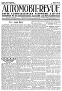 Titelblatt der Nummer 1 von Automobil-Revue Zeitungen 1933