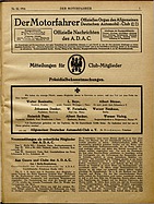 Titelblatt der Nummer 52 von Der Motorfahrer 1916
