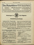 Titelblatt der Nummer 8 von Der Motorfahrer 1916