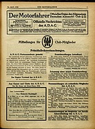 Titelblatt der Nummer Doppelausgabe 46/47 von Der Motorfahrer 1918