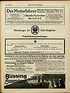 Titelblatt der Nummer 47 von Der Motorfahrer 1916