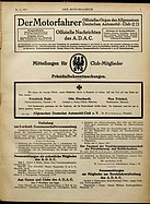 Titelblatt der Nummer 2 von Der Motorfahrer 1917