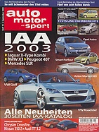 Titelblatt der Nummer 19 von auto motor und sport 2003