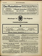Titelblatt der Nummer 23 von Der Motorfahrer 1916