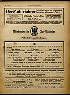Titelblatt der Nummer 3 von Der Motorfahrer 1917
