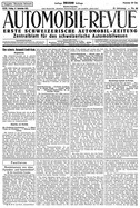 Titelblatt der Nummer 69 von Automobil-Revue Zeitungen 1925