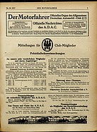 Titelblatt der Nummer 28 von Der Motorfahrer 1917