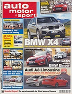 Titelblatt der Nummer 8 von auto motor und sport 2013