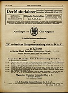 Titelblatt der Nummer 11 von Der Motorfahrer 1918