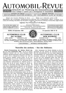 Titelblatt der Nummer 29 von Automobil-Revue Zeitungen 1909
