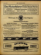 Titelblatt der Nummer 21 von Der Motorfahrer 1918