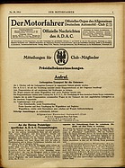 Titelblatt der Nummer 39 von Der Motorfahrer 1914