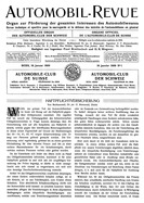 Titelblatt der Nummer 1 von Automobil-Revue Zeitungen 1909