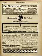 Titelblatt der Nummer 42 von Der Motorfahrer 1916