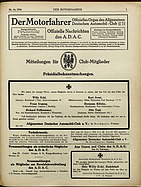Titelblatt der Nummer 16 von Der Motorfahrer 1916