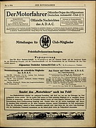 Titelblatt der Nummer 3 von Der Motorfahrer 1916