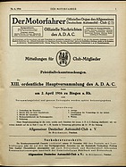 Titelblatt der Nummer 6 von Der Motorfahrer 1916