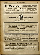 Titelblatt der Nummer 2 von Der Motorfahrer 1918
