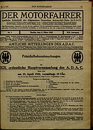 Titelblatt der Nummer 9 von Der Motorfahrer 1922