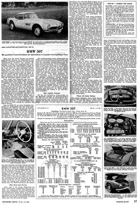 AR-Zeitung Nr. 34 / 1959 vom 6.Aug.1956 - Seite 17 - AR Langstreckentest BMW 507 AR-Zeitung Nr. 34 / 1959 vom 6.Aug.1956 - Seite 17 - AR Langstreckentest BMW 507