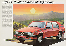 Alfa Romeo 75 - Verkaufprospekt (1986) - Seiten 1 und 2 Alfa Romeo 75 - Verkaufprospekt (1986) - Seiten 1 und 2