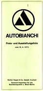 Autobianchi A 112 - Preisliste (1973) Autobianchi A 112 - Preisliste (1973)