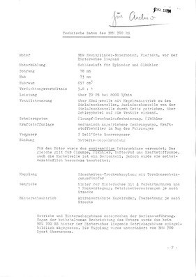 BMW 700 RS - technische Daten (1961) BMW 700 RS - technische Daten (1961)