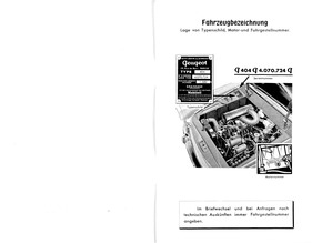 Betriebsanleitung Peugeot 404 (1961) - Fahrzeugbezeichnung Betriebsanleitung Peugeot 404 (1961) - Fahrzeugbezeichnung