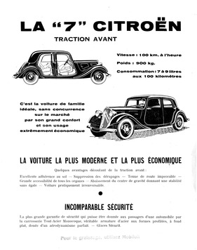 Citroën Traction Avant '7' - Verkaufsprospekt (franz, 1934) Citroën Traction Avant '7' - Verkaufsprospekt (franz, 1934)