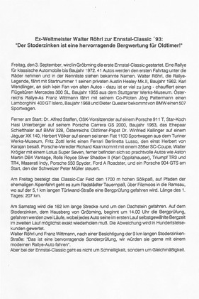 Ennstal Classic 1993 - Presseinformation Ennstal Classic 1993 - Presseinformation