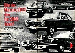 Fährt der Mercedes-Benz 230 SL dem Fiat 2300 S davon - Hobby 18/1964 - Seiten 36 und 37 Fährt der Mercedes-Benz 230 SL dem Fiat 2300 S davon - Hobby 18/1964 - Seiten 36 und 37
