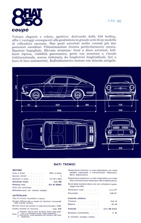 Fiat 850 Coupé - technische Daten (1965) Fiat 850 Coupé - technische Daten (1965)