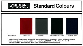 Gilbern Invader - Farbkarte (1969) Gilbern Invader - Farbkarte (1969)