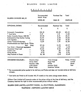 Gilbern Invader Mk III - Preisliste (1973, engl.) Gilbern Invader Mk III - Preisliste (1973, engl.)