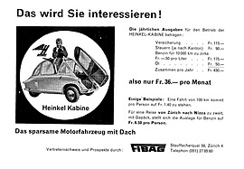 Heinkel Kabine - Verkaufsblatt (1959) Heinkel Kabine - Verkaufsblatt (1959)