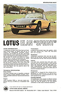 Lotus Elan Sprint - Specification Sheet (1970, engl.) Lotus Elan Sprint - Specification Sheet (1970, engl.)