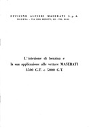 Maserati 3500/5000 GT mit Einspritzung - technische Dokumentation (1961, ital.) Maserati 3500/5000 GT mit Einspritzung - technische Dokumentation (1961, ital.)