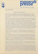 Maserati Quattroporte - Presseunterlagen (1964) Maserati Quattroporte - Presseunterlagen (1964)
