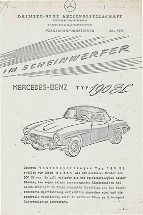 Mercedes-Benz 190 SL - Verkaufsinformationen 5 1955 Mercedes-Benz 190 SL - Verkaufsinformationen 5 1955