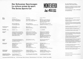 Monteverdi Hai 450 SS - Verkaufsprospekt 1970 - Rückseite Monteverdi Hai 450 SS - Verkaufsprospekt 1970 - Rückseite