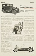 Motor Oktober 1931 - Bericht zum Brennabor 1-Liter Zeitschriftenartikel Oktober 1931 Motor Oktober 1931 - Bericht zum Brennabor 1-Liter Zeitschriftenartikel Oktober 1931