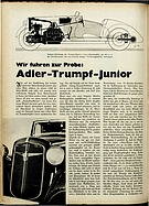 ADAC Motorwelt 18/1935 - Wir fuhren zur Probe - Adler Trumpf Junior