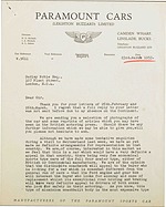 Paramount Sport Car - Brief (1953, engl.) Paramount Sport Car - Brief (1953, engl.)