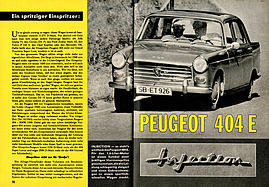 Peugeot 404 - Ein spritziger Einspritzer - hobby 17/1963 - Seiten 72 und 73 Peugeot 404 - Ein spritziger Einspritzer - hobby 17/1963 - Seiten 72 und 73