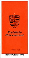 Porsche - Preisliste Schweiz (1972) Porsche - Preisliste Schweiz (1972)