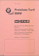 Preisliste Mofag BMW Schweiz (1962) Preisliste Mofag BMW Schweiz (1962)